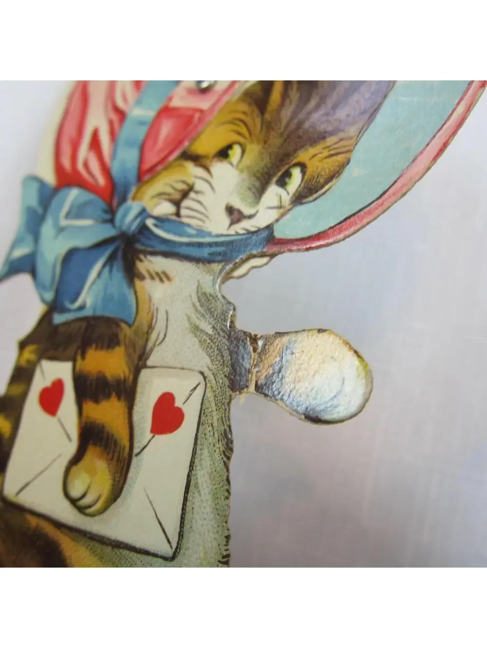 Vintage Valentine Card Mechanical Cat Moving Sad Face Stand Up Germany 1920-30s